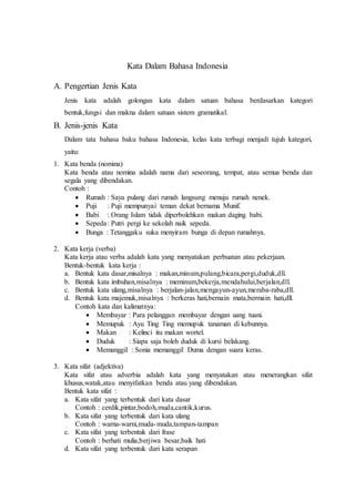 Bahasa Indonesia Tentang Jenis Kata PDF