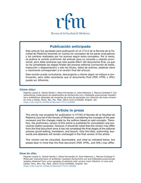 PDF Características moleculares de aislamientos de Escherichia coli y