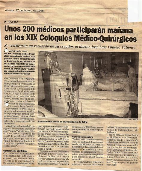 Xix Coloquios Médico Quirúrgicos De Zafra Blog De Tomás Cabacas