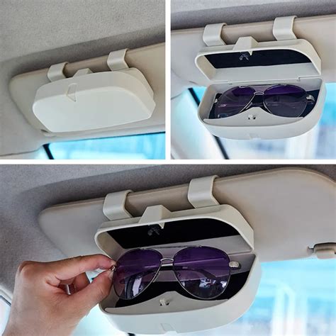 Car Glasses Holder Sunglasses Case Organizer Box For Sun Visor Storage