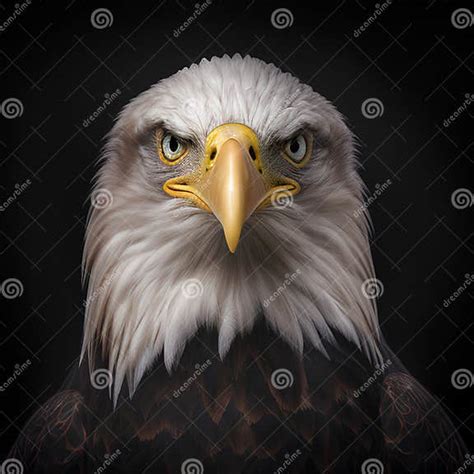 Bald Eagle Portrait Isolated On Black Background 3d Illustration Stock