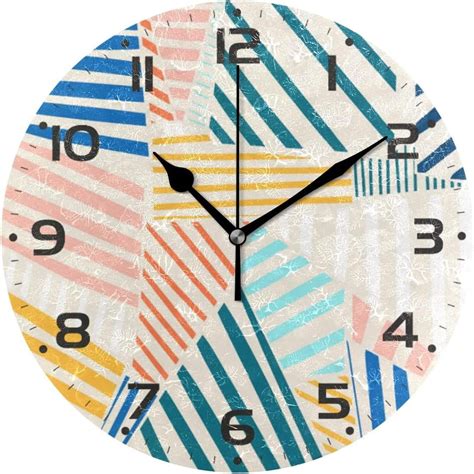 Gzhjmy Colorful Abstract Lines Wall Clock Silent Non Ticking Round