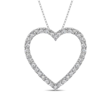 10k White Gold Diamond 1 2 Ct Tw Heart Pendant Unclaimed Diamonds