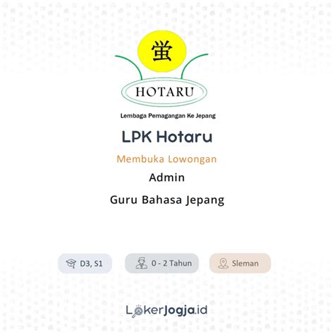 Lowongan Kerja Admin Guru Bahasa Jepang Di Lpk Hotaru Lokerjogja Id