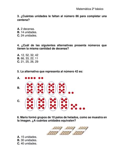 Evaluaci N Matem Tica Segundo A O N Meros Hasta Profe Social