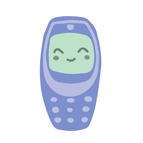 Hand-drawn cute isolated clipart illustration of y2k old cell phone