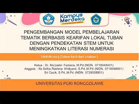 Pengembangan Model Pembelajaran Tematik Berbasis Kearifan Lokal Tuban