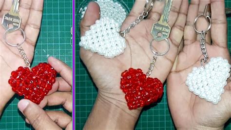 DIY How To Make A Keychain Beaded Keychains Love Heart Shape