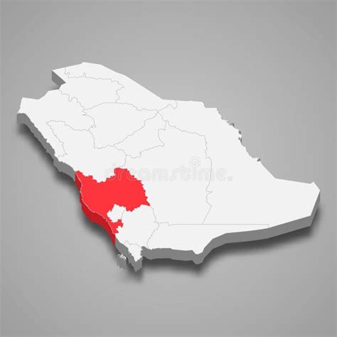 Mecca Region Location within Saudi Arabia 3d Map Stock Illustration ...