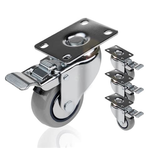 POWERTEC 17208 3 Inch Heavy Duty Dual Locking Swivel Plate Caster