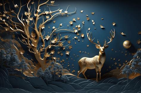 Modern deer art landscape Generate Ai | Premium AI-generated image