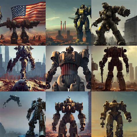 Fallout Liberty Prime Collosal Mech Patriotic Stable Diffusion