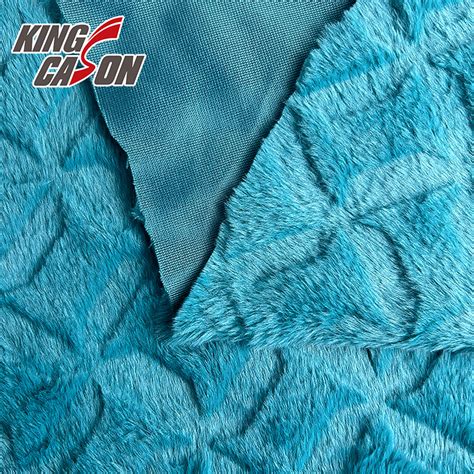 Kingcason Blue 3D Emboss Rabbit Faux Fur Fabric