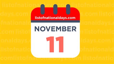 NOVEMBER 11TH List Of National Days