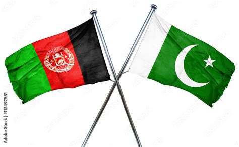 Afghanistan Flag With Pakistan Flag 3d Rendering Stock Illustration