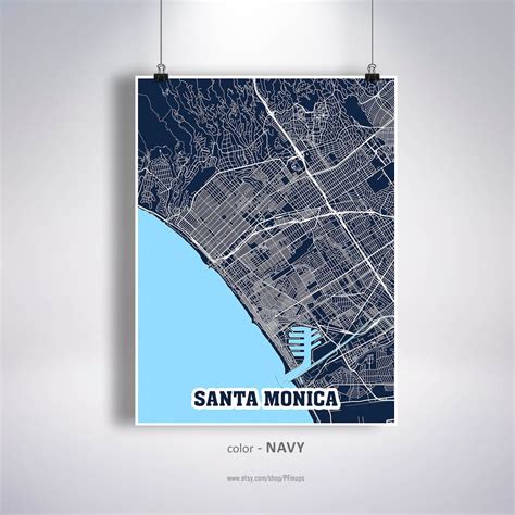 Santa Monica Map Print Santa Monica City Map California CA | Etsy