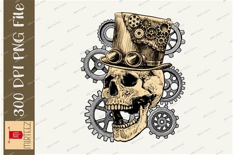 Retro Steampunk Skull Vintage PNG By Zemira TheHungryJPEG