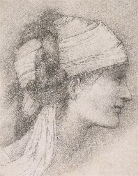 Study Of A Female Head To The Right Drawing By Sir Edward Coley Burne Jones