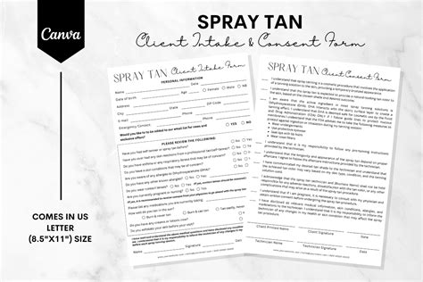 Spray Tan Client Intake And Consent Form 2 Graphic By Sundiva Design · Creative Fabrica