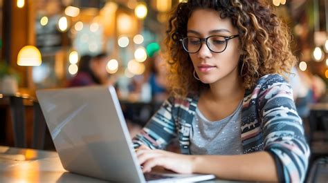 Retrato de uma jovem empresária latina usando um laptop em um espaço de escritório criativo
