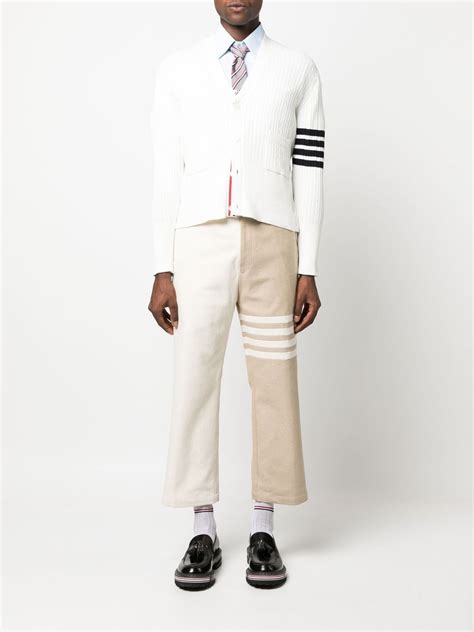 Thom Browne Bar Stripe Cable Knit Cardigan White Farfetch