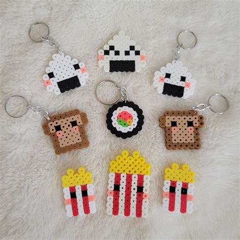 Assorted Food Perler Bead Keychains - Etsy Canada | Easy perler beads ...