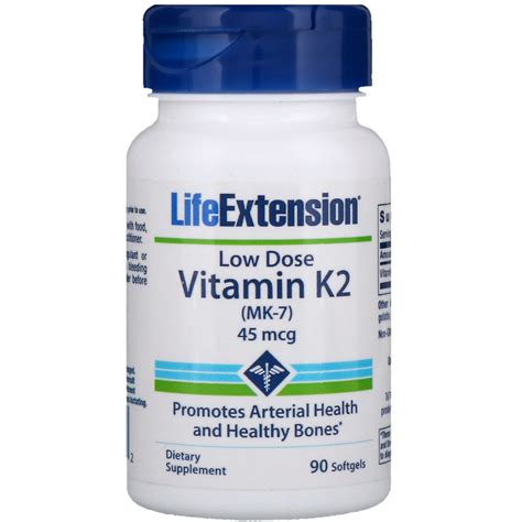 Life Extension Low Dose Vitamin K2 MK 7 45 Mcg 90 Softgels By