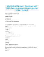 Wsu Bio Exam Questions With Correct Answers Latest Version