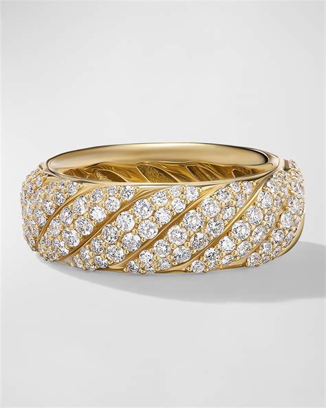 David Yurman Sculpted Cable Pinky Ring With Diamonds In K Gold Mm