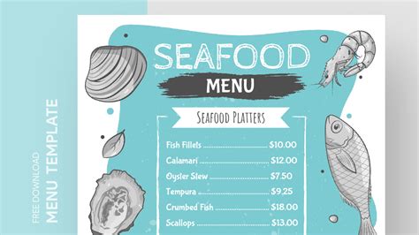 Premium Vector Hand Drawn Seafood Restaurant Menu Template Atelier