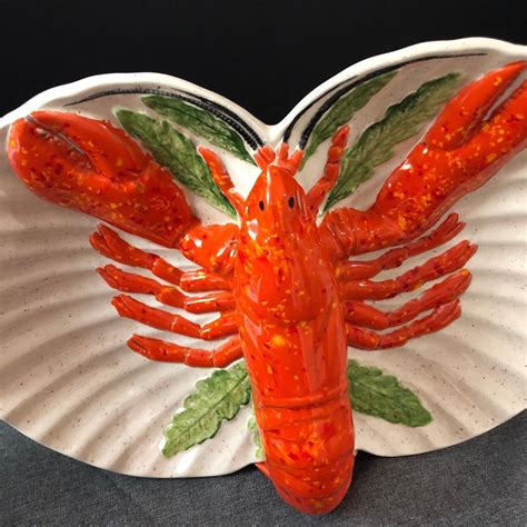 Vintage Holland Mold Usa Lobster Seafood Serving Platter Divided