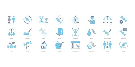 Genetics Icons Set Set Of Editable Stroke Icons Vector Set Of Genetics