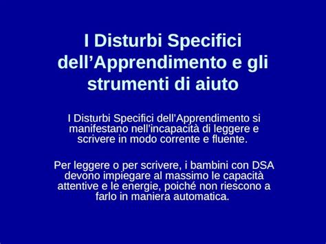 PPT I Disturbi Specifici DellApprendimento E Gli Strumenti Di Aiuto I