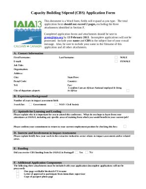 Capacity Building Grant Application Conferences Iaia Doc Template