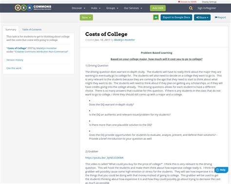 Costs Of College Oer Commons