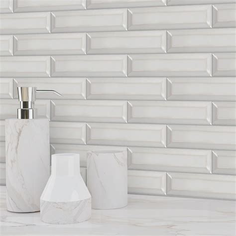 Daltile Restore X Ceramic Bevel Bright White Subway Tile 10 Case