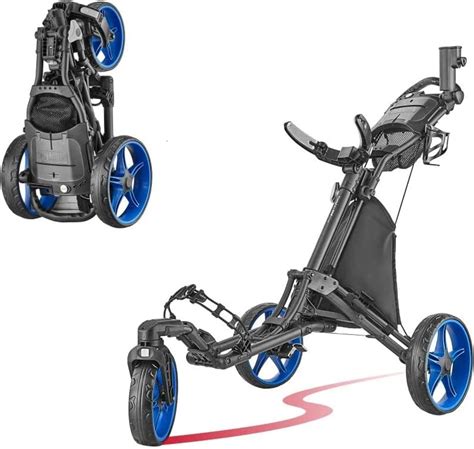 Caddytek Caddylite One Swivel V8 3 Wheel Lightweight Golf Push Cart Easy Fold Trolley With