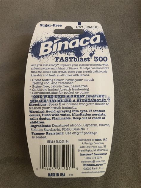 Binaca Fast Blast Breath Spray Peppermint 3 Pk 05floz Instant Breath