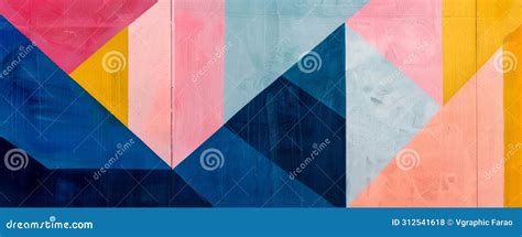 colorful geometric shapes  mural stock photo image  style