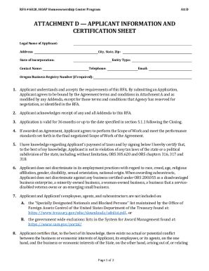 Fillable Online Applicant Information And Certification Sheet Fax Email