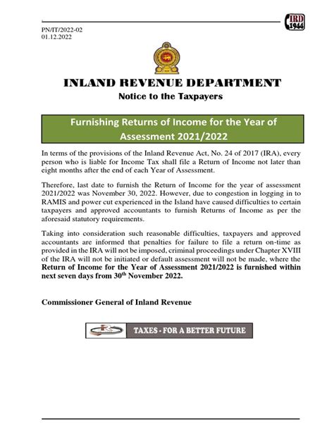 Inland Revenue Notification Pdf