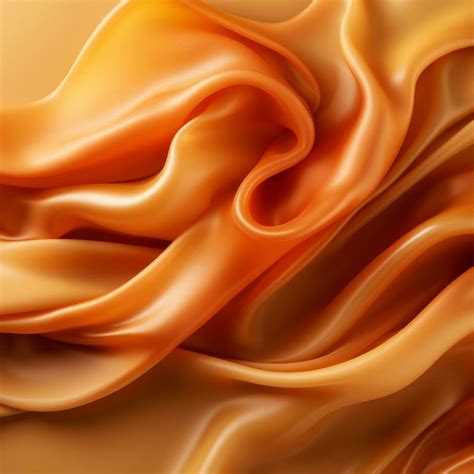 D Rendering Of Orange Silk Fabric On A Yellow Background Generative Ai