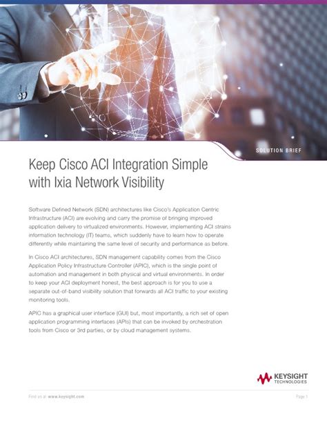 Keep Cisco Aci Integration Simple With Keysight Network Visibility Pdf