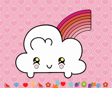 Dibujo De Nube Con Arco Iris Kawaii Pintado Por En Dibujos Net El D A