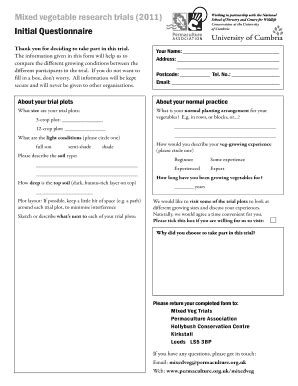 Fillable Online Permaculture Org Initial Questionnaire Permaculture