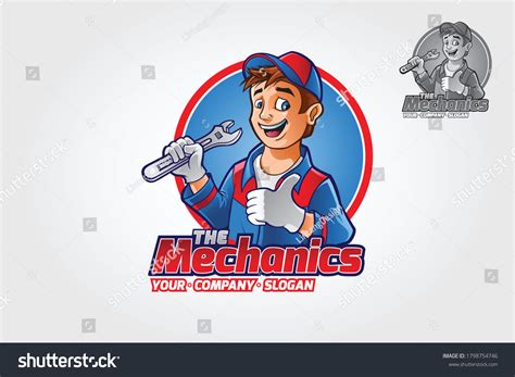 Mechanic Logo Cartoon Mascot Cartoon Illustration Stock Vector (Royalty Free) 1798754746 ...