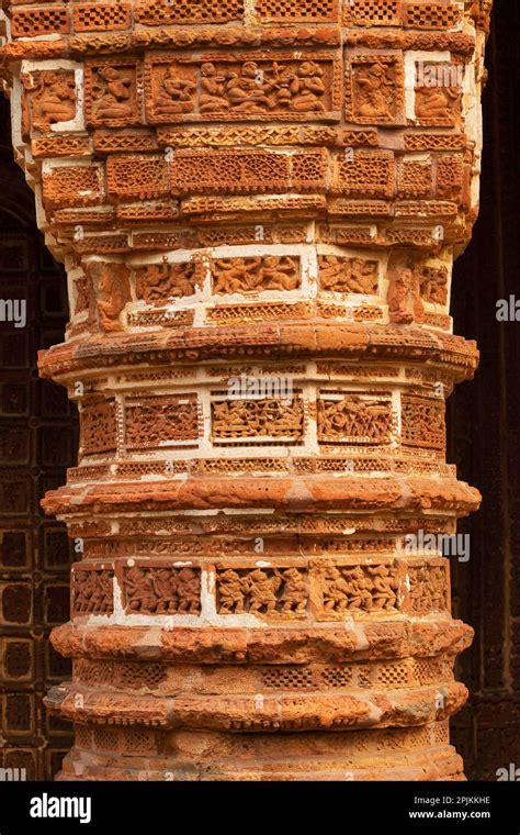 Beautifully Carved Pillars Of Panch Ratna Shyam Rai Temple Bishnupur