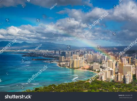 Beautiful Rainbow Over Hawaii Skyline Stock Photo 226200178 Shutterstock