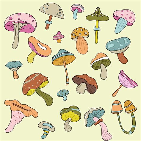 Mushroom Doodle Vectors Download Frebers