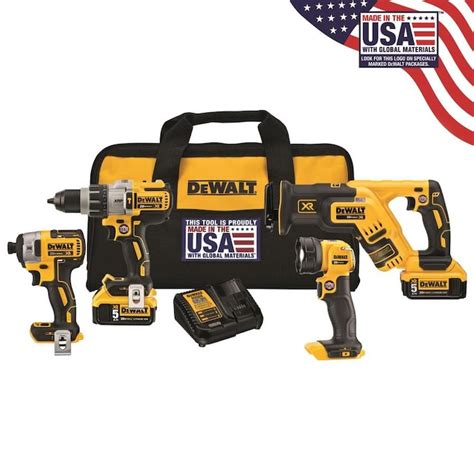 Dewalt Xr 4 Tool 20v Max Li Ion Cordless Brushless Power Tool Combo Kit